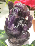 Ganesh Statue in Amethyst Handmade Carving | Lord Ganesha Idol | Figurine in Crystals/Gemstone Gift a Ganesha