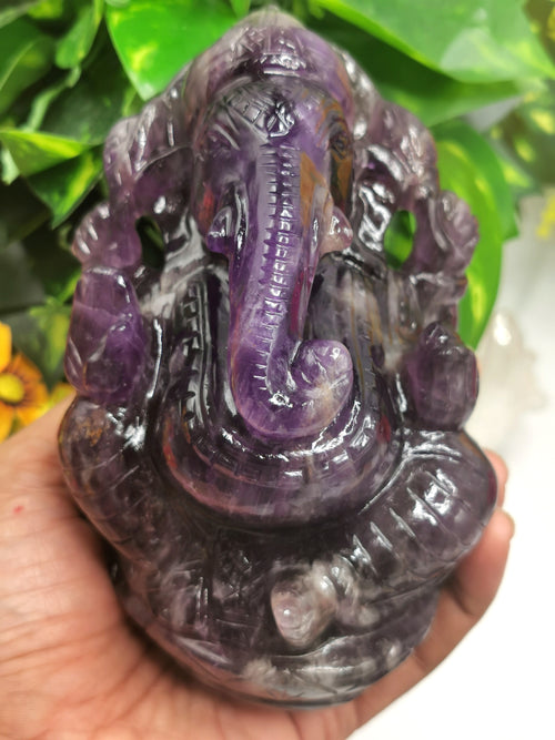 Ganesh Statue in Amethyst Handmade Carving | Lord Ganesha Idol | Figurine in Crystals/Gemstone Gift a Ganesha