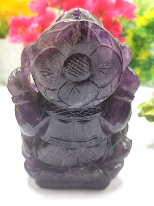 Ganesh Statue in Amethyst Handmade Carving | Lord Ganesha Idol | Figurine in Crystals/Gemstone Gift a Ganesha