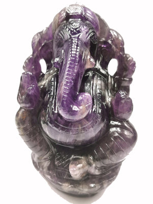 Ganesh Statue in Amethyst Handmade Carving | Lord Ganesha Idol | Figurine in Crystals/Gemstone Gift a Ganesha