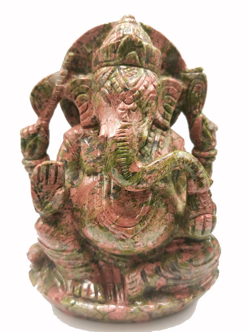 Unakite handcarved statue of Lord Ganesh