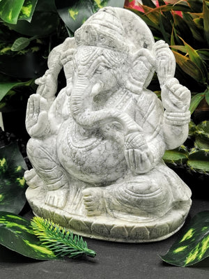 Howlite stone carving of Ganesh Statue