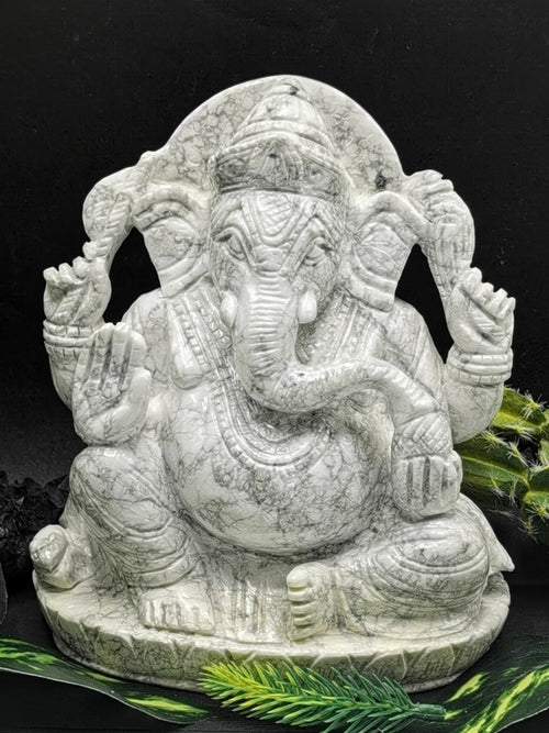 Howlite stone carving of Ganesh Statue