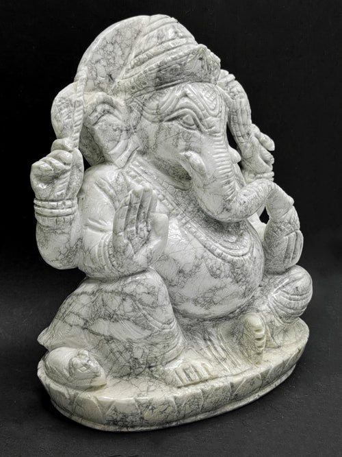 Howlite stone carving of Ganesh Statue