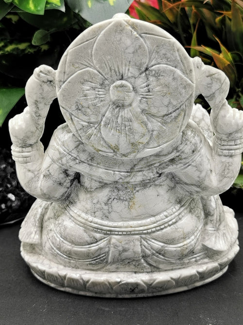 Howlite stone carving of Ganesh Statue