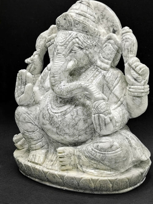 Howlite stone carving of Ganesh Statue