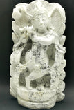 Howlite Majestic Handmade Carving of Krishna - Lord Krishna Idol | Sculpture | Murti in Crystals and Gemstones - Reiki/Chakra/Healing - 9.5 inches and 2.24 kg (4.93 lb)