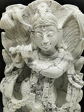 Howlite Majestic Handmade Carving of Krishna - Lord Krishna Idol | Sculpture | Murti in Crystals and Gemstones - Reiki/Chakra/Healing - 9.5 inches and 2.24 kg (4.93 lb)