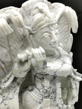Howlite Majestic Handmade Carving of Krishna - Lord Krishna Idol | Sculpture | Murti in Crystals and Gemstones - Reiki/Chakra/Healing - 9.5 inches and 2.24 kg (4.93 lb)