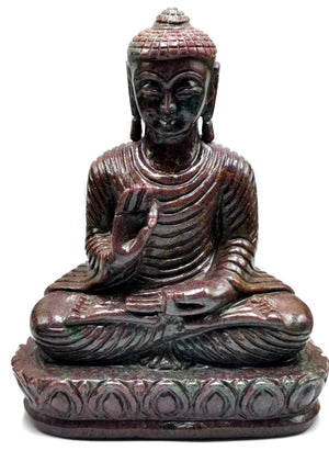 Ruby Kyanite Buddha - handmade carving of serene and meditating Lord Buddha - crystal/reiki/healing - 8 inches and 3.05 kg (6.71 lb)