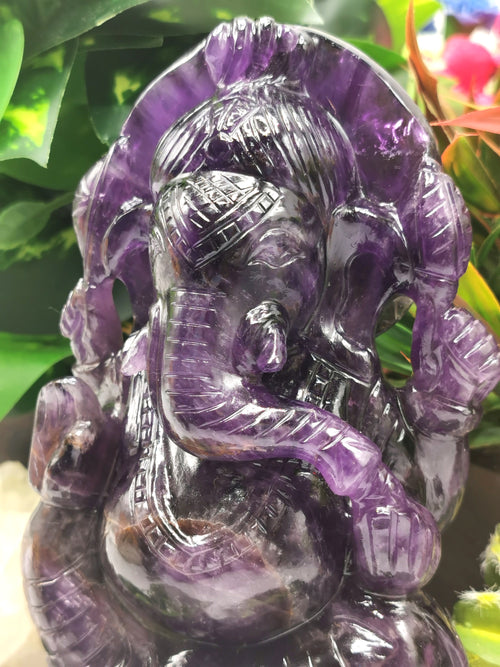 Ganesh Statue in Amethyst Handmade Carving | Lord Ganesha Idol | Figurine in Crystals/Gemstone Gift a Ganesha