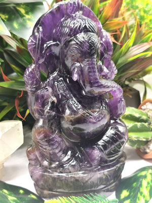 Ganesh Statue in Amethyst Handmade Carving | Lord Ganesha Idol | Figurine in Crystals/Gemstone Gift a Ganesha