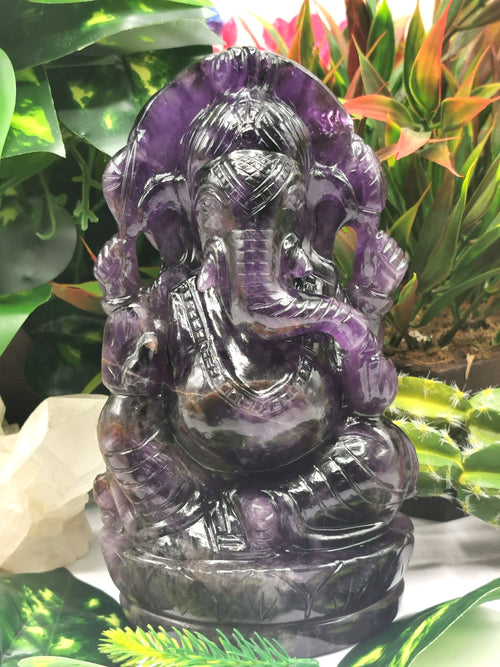 Ganesh Statue in Amethyst Handmade Carving | Lord Ganesha Idol | Figurine in Crystals/Gemstone Gift a Ganesha