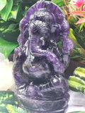 Ganesh Statue in Amethyst Handmade Carving | Lord Ganesha Idol | Figurine in Crystals/Gemstone Gift a Ganesha