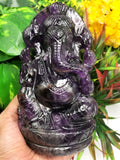 Ganesh Statue in Amethyst Handmade Carving | Lord Ganesha Idol | Figurine in Crystals/Gemstone Gift a Ganesha