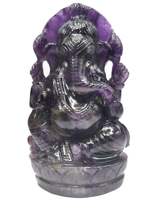 Ganesh Statue in Amethyst Handmade Carving | Lord Ganesha Idol | Figurine in Crystals/Gemstone Gift a Ganesha