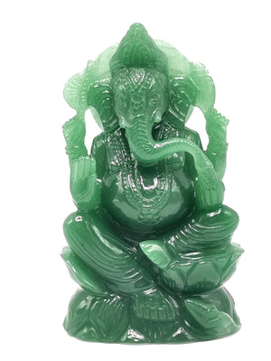 Australian Green Aventurine Handmade Carving of Ganesh - Lord Ganesha Idol