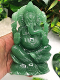 Australian Green Aventurine Handmade Carving of Ganesh - Lord Ganesha Idol