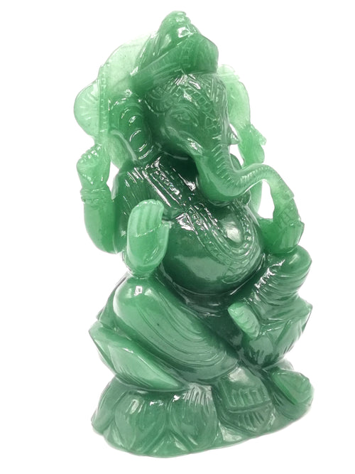 Australian Green Aventurine Handmade Carving of Ganesh - Lord Ganesha Idol