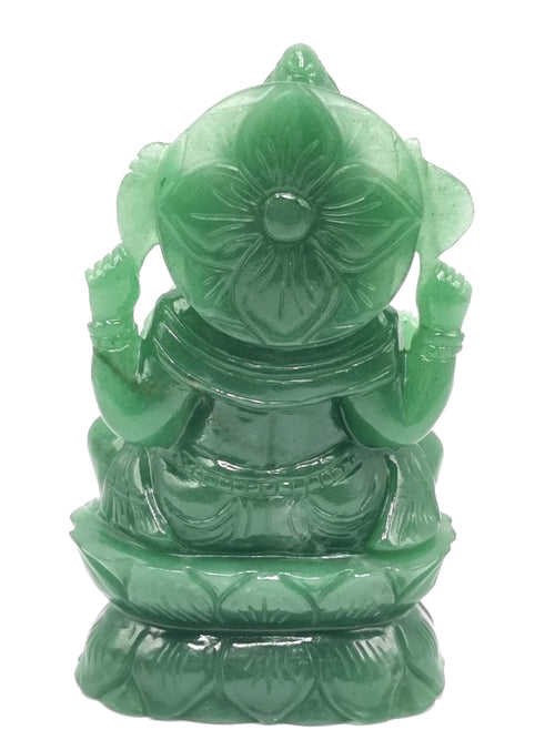 Australian Green Aventurine Handmade Carving of Ganesh - Lord Ganesha Idol