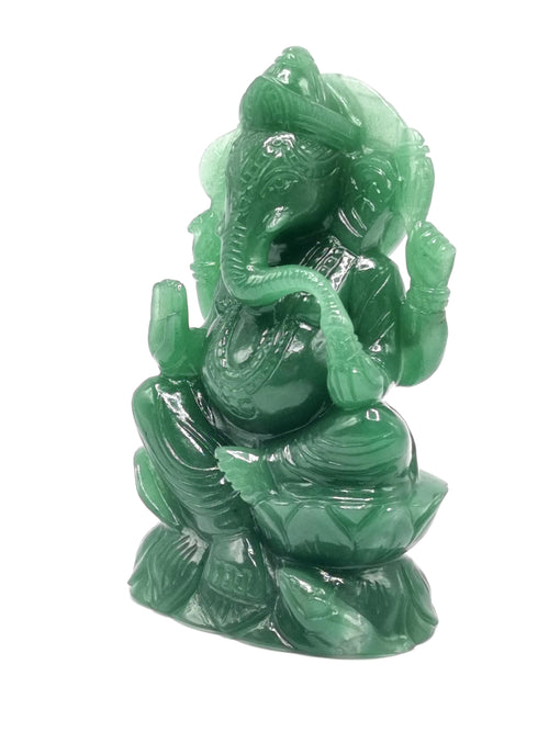 Australian Green Aventurine Handmade Carving of Ganesh - Lord Ganesha Idol