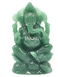 Australian Green Aventurine Handmade Carving of Ganesh - Lord Ganesha Idol