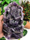 Ganesh Statue in Amethyst Handmade Carving | Lord Ganesha Idol | Figurine in Crystals/Gemstone Gift a Ganesha