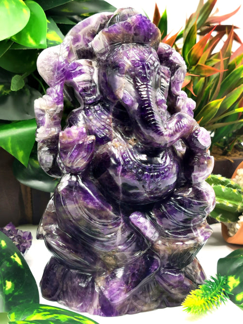 Ganesh Statue in Amethyst Handmade Carving | Lord Ganesha Idol | Figurine in Crystals/Gemstone Gift a Ganesha