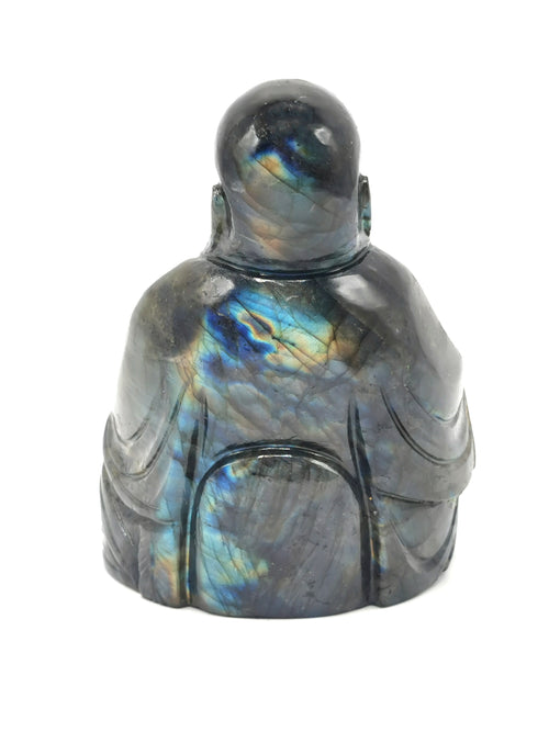 Laughing Buddha statue in natural Labradorite stone
