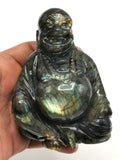 Laughing Buddha statue in natural Labradorite stone