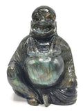 Laughing Buddha statue in natural Labradorite stone