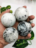 Natural rainbow moonstone sphere/ball - handmade carvings - ONE PIECE ONLY