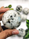 Natural rainbow moonstone sphere/ball - handmade carvings - ONE PIECE ONLY
