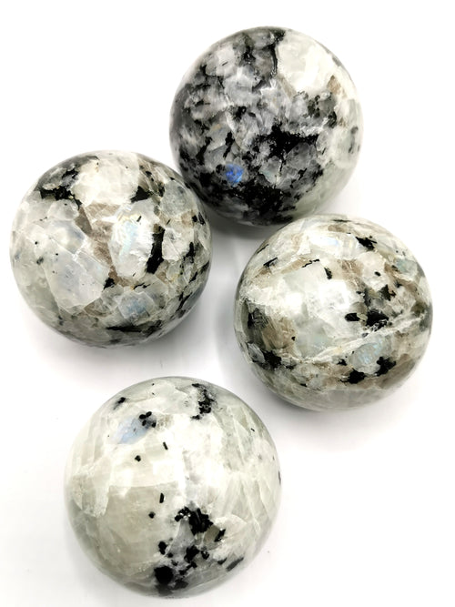 Natural rainbow moonstone sphere/ball - handmade carvings - ONE PIECE ONLY