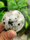 Natural rainbow moonstone sphere/ball - handmade carvings - ONE PIECE ONLY