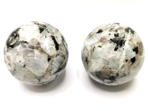 Natural rainbow moonstone sphere/ball - handmade carvings - ONE PIECE ONLY