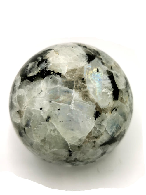 Natural rainbow moonstone sphere/ball - handmade carvings - ONE PIECE ONLY