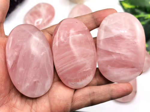 Rose Quartz palmstones - ONE PIECE - crystal/chakra/reiki/healing - 80 gms weight
