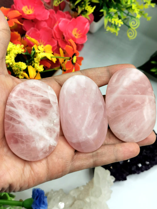 Rose Quartz palmstones - ONE PIECE - crystal/chakra/reiki/healing - 80 gms weight