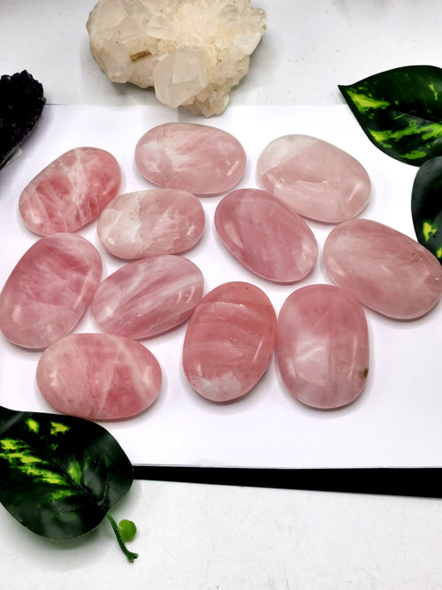 Rose Quartz palmstones - ONE PIECE - crystal/chakra/reiki/healing - 80 gms weight