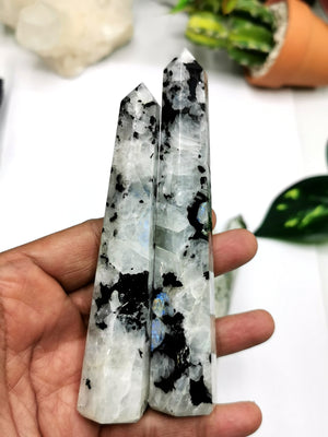 Moonstone point - handmade carvings - energy/chakra/reiki - ONE PIECE ONLY