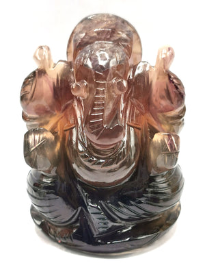 Multicolor Fluorite Handmade Carving of Ganesh -Lord Ganesha Idol/Statue in Crystals and Gemstones 186 gms