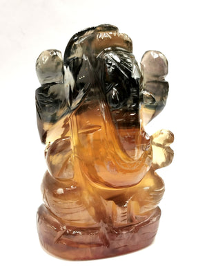 Multicolor Fluorite Handmade Carving of Ganesh -Lord Ganesha Idol/Statue in Crystals and Gemstones 115 gms