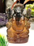 Multicolor Fluorite Handmade Carving of Ganesh -Lord Ganesha Idol/Statue in Crystals and Gemstones 115 gms