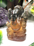 Multicolor Fluorite Handmade Carving of Ganesh -Lord Ganesha Idol/Statue in Crystals and Gemstones 115 gms