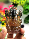 Multicolor Fluorite Handmade Carving of Ganesh -Lord Ganesha Idol/Statue in Crystals and Gemstones 115 gms