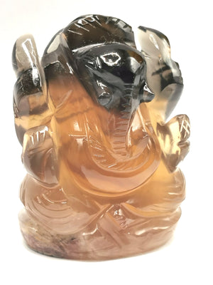 Multicolor Fluorite Handmade Carving of Ganesh -Lord Ganesha Idol/Statue in Crystals and Gemstones 155 gms