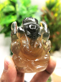 Multicolor Fluorite Handmade Carving of Ganesh -Lord Ganesha Idol/Statue in Crystals and Gemstones 155 gms