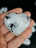 Natural moonstone heart - handmade carvings - energy/chakra/reiki - 1.75 inch and 50 gms (0.11 lb) - ONE PIECE ONLY