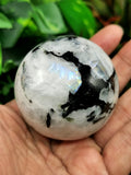 Natural moonstone sphere/ball - handmade carvings - energy/chakra/reiki - 2 inch (5 cms) dia and 216 gms (0.48 lb)